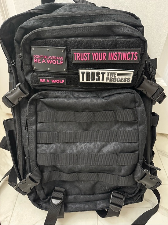WOLF Handbags - WOLF Black Tactical Backpack with Subtle Leopard Pattern